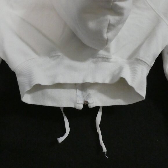 BEBE | small | White Cropped Blue Bebe Logo Hoodie | Zip Closure | Made In USA - Picture 15 of 16